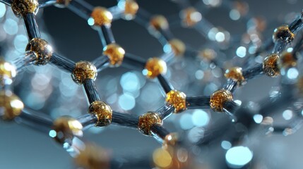 abstract gold atoms molecular structure