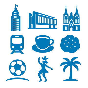 vector isolated blue color sao paulo traditional cultural symbols