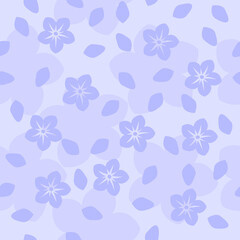 Delicate lilac flowers and petals in pastel colors, seamless vector pattern