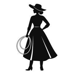 Cowgirl with Hat Silhouette