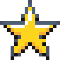 A pixelated golden star with a grey outline and highlights.
