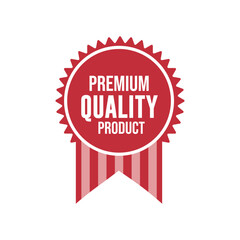 Premium Quality Product Red Badge Vector on White Background

