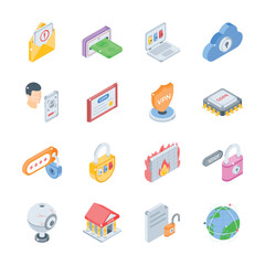 Premium collection depicting data protection and gdpr isometric icons
