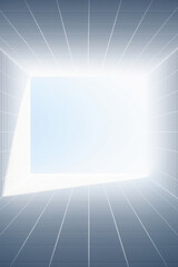 Generative AI Abstract Tiled Room with Light Tile Tiles Interior Architecture Render Wall Floor Ceiling Grid Square Perspective Bright Window Opening Pattern Geometric - Unique Design