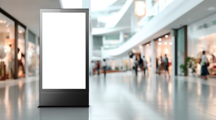 Digital Signage Display Mockup in a Bright Modern Shopping Mall for Advertising Campaigns