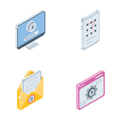 Download our latest collection of security and gdpr services isometric icons