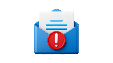 Blue Envelope with Important Message Alert Notification 3D Icon