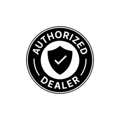Authorized dealer badge with shield and check mark isolated on transparent background
