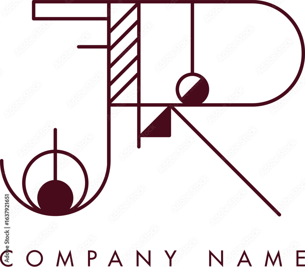 Poster minimalist jr circular monogram logo design with bold lines and elegant style
