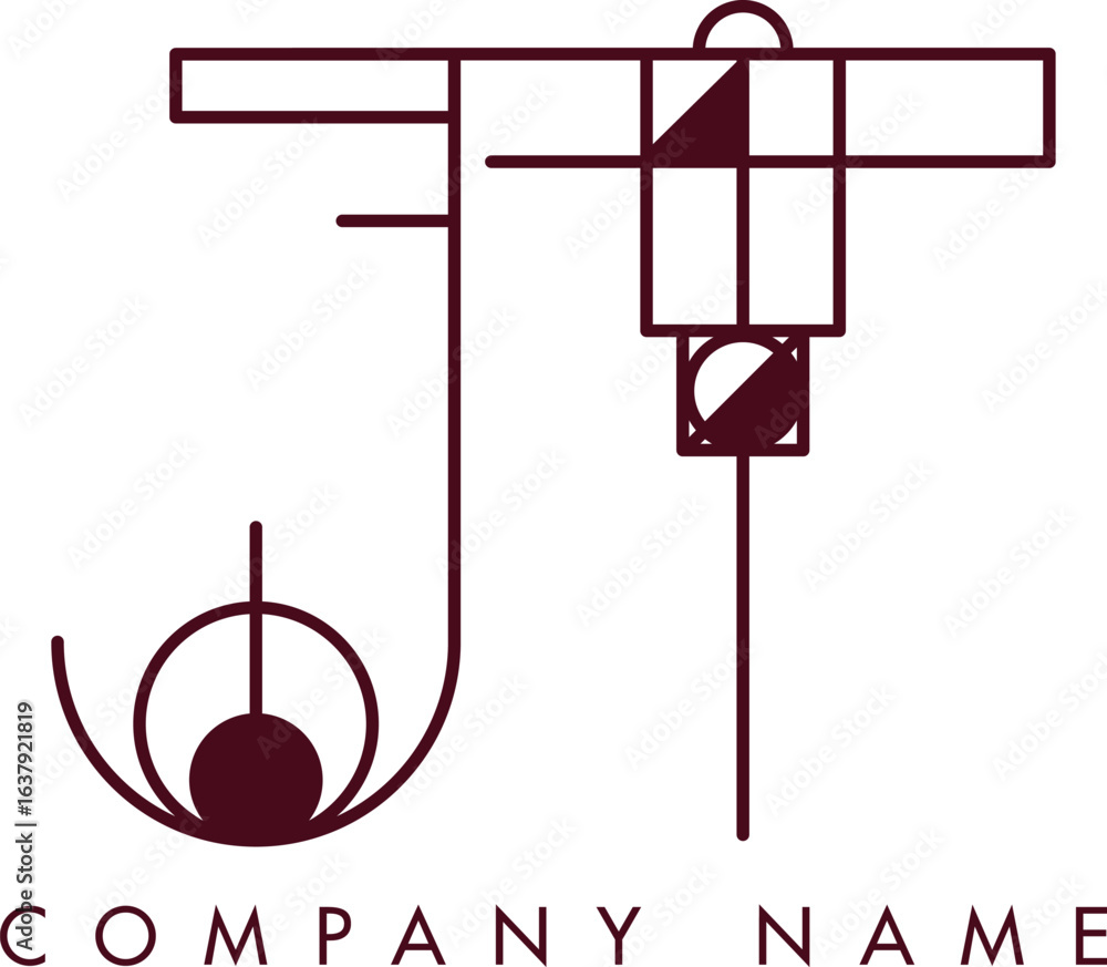 Poster minimalist jt circular monogram logo design with bold lines and elegant style