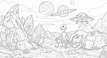 Alien Exploration Crystal Caves and UFOs on an Extraterrestrial Planet
