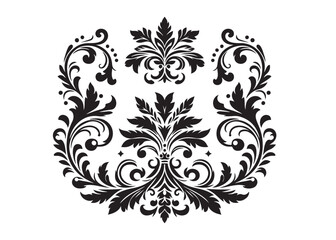 ornament border logo silhouette vector, floral border silhouette vector design, vintage ornament floral logo silhouette vector, botanical ornament border logo vector silhouette on white background