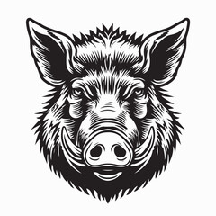Strength Wild boar head vector illustration on white background.