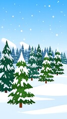 Snowy winter forest landscape