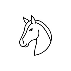 Horse head line art on transparent background silhouette