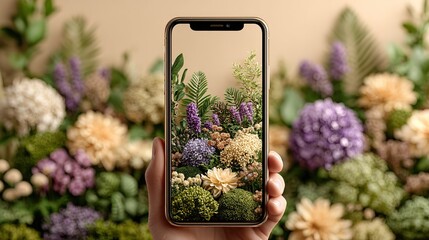 Smartphone Displaying Vibrant Floral Wallpaper, Ideal for Digital Design & Home Decor Inspiration