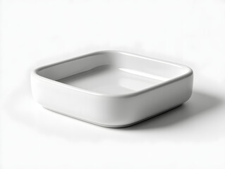 Simple white ceramic soap dish with rounded edges