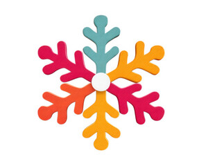 Obraz premium Colorful snowflake icon, vibrant winter decoration, isolated on transparency background, playful festive design, cheerful holiday ornament, modern style