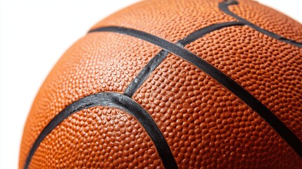 Fototapeta premium Close-up of a Textured Basketball Isolated on White, Perfect for Sports-Related Designs and Backgrounds