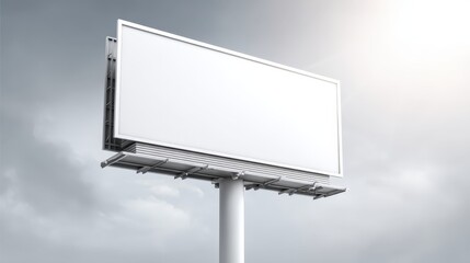 Obraz premium Blank Billboard Mockup with Cloudy Sky Background, Ideal for Outdoor Advertising and Marketing Campaigns