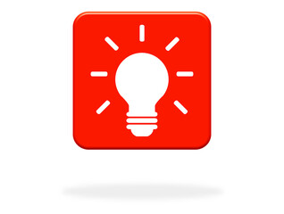 Roter Button mit Schatten zeigt: Idee oder Tipp