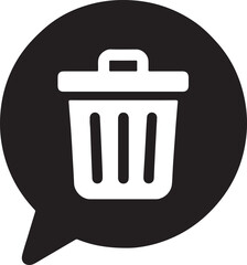 Silhouette of bubble with delete trash icon representing message removal, delete, and communication cleanup.