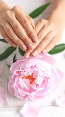 Fototapeta premium Soft feminine hands and flower