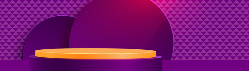 3d Round podium stage with nice and creative symbols 