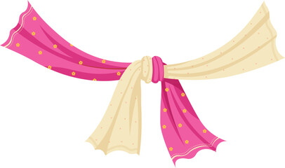 Pink and cream Indian wedding gathbandhan knot, traditional Hindu marriage scarf, cultural ceremony vector illustration for wedding invitations and rituals