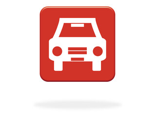 Roter Button mit Schatten zeigt: Auto oder Parkplatz