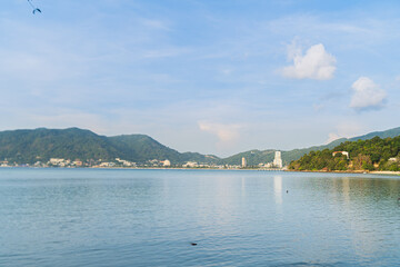 Afternoon sky with clouds, background on the beach near Patong.
