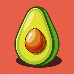 flat style avocado half with seed