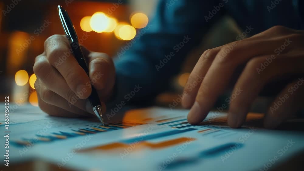 Poster man working diligently on clipboard with pen and paper, focusing on important documentation in an or