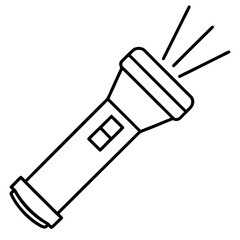 Flashlight Line Art Icon | Shining Torch & Light Beam Vector