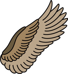 Fluffy brown color bird wing