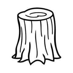 rustic wood stump outline on white background