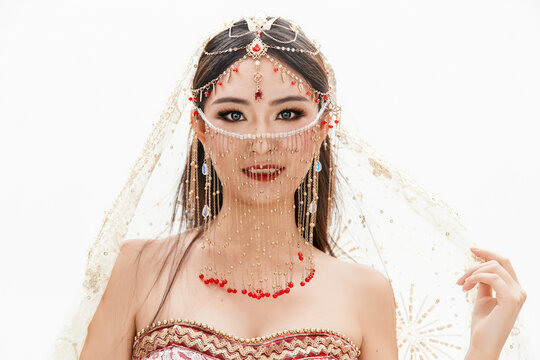 Belly dancers dressed in traditional Indian costumes