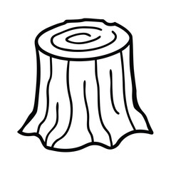 rustic wood stump outline on white background