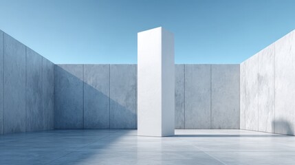 Obraz premium Minimalist Architecture: Modern Concrete Structure with Clean Lines and Open Space Under a Clear Sky