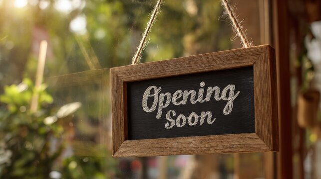 Opening Soon Sign on Shop Window, New Business Announcement, Reopening Notice, Retail Store Signage