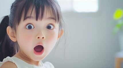 カジュアルな服装で驚いた顔をするかわいい少女四 - Generative AI