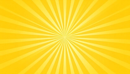 Yellow sunburst background with radial lines.