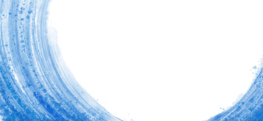 Blue watercolor vector background. Abstract hand paint circle stain border,