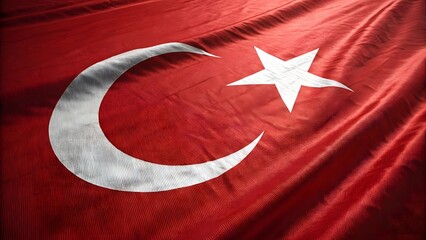 Close up of the turkish flag with a crescent moon and star