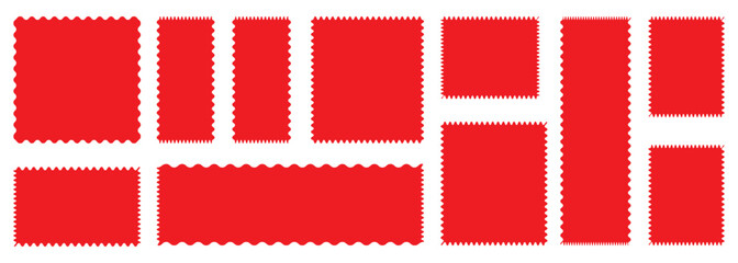 Set of frames with zigzag edge, scallop edge shape. Rectangle shape frame with zigzag edge. Rectangular and square scalloped frames. Rectangle shape frame with zigzag edge.