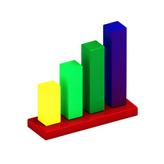 Bar graph illustrating growth, success, and business progress visually on transparent background