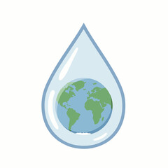 Fototapeta premium A pristine liquid droplet cradles our planet Earth, powerfully symbolizing global efforts for water conservation and environmental sustainability.