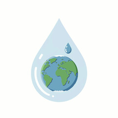 Obraz premium This conceptual illustration depicts our fragile planet Earth encapsulated within a pristine water droplet, symbolizing global water conservation and environmental sustainability efforts.