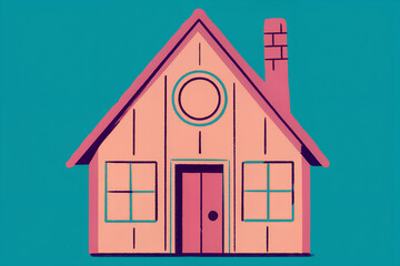 Charming Cartoon House Illustration with Colorful Design