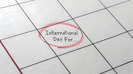Handwritten international day for marked on a calendar grid